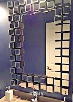 New Large Modern Z Gallerie Style Cubic Venetian Wall Vanity Mirror Art New