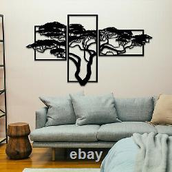 003 Amazing African Tree 3 panels Mirror Silver Acrylic Perspex Wall Art Decor