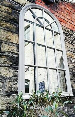 130 cm Large Grey Arched Wall Mounted Window Mirror Garden Indoor beautiful