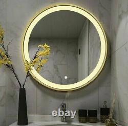 20 Large Gold Wall Hanging Mirror LED Dimmable Light Round Bathroom Bedroom