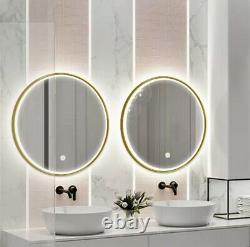 20 Large Gold Wall Hanging Mirror LED Dimmable Light Round Bathroom Bedroom