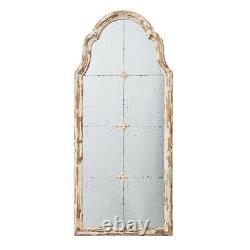 22 x 48 Large Cream & Gold Framed Wall Mirror, Wood Arched Mirror