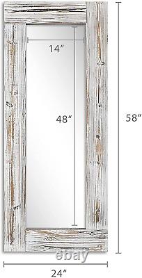 24X58 Whitewash Leaner Floor Mirror Full Length, Large Rustic Wall Mirror Free S