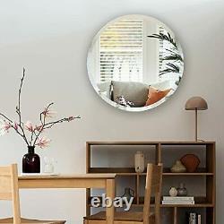 24 Inch Round Frameless Wall Mirror, Large Circle Vanity Mirror with 24