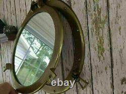 24 Porthole Mirror Shiny Brass Finish Large Nautical Cabin Wall Mirror Decor