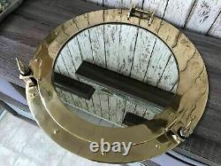 24 Porthole Mirror Shiny Brass Finish Large Nautical Cabin Wall Mirror Decor