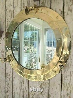 24 Porthole Mirror Shiny Brass Finish Large Nautical Cabin Wall Mirror Décor