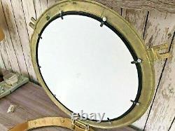 24 Porthole Mirror Shiny Brass Finish Large Nautical Cabin Wall Mirror Decor