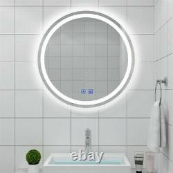 24 in Large Electric LED Bathroom Wall Mirror Lighted Round Makeup Vanity Mirror