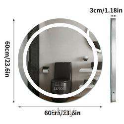 24 in Large Electric LED Bathroom Wall Mirror Lighted Round Makeup Vanity Mirror