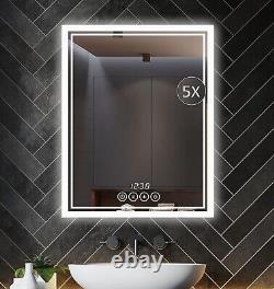 24 x 32 Inch Bathroom Mirror with Lights for Wall Large Anti-Fog Led Lighted