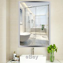 24 x 36 Large Rectangular Wall Mirror Stainless Steel Frame Floating Glass
