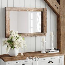 24x36 Dark Wood Farmhouse Wall Mirror, Wooden Large Rustic Wall Mirror, Bedro