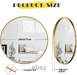 28 Inch round Wall Circle Mirror, Large Gold Metal Framed Wall-Mounted Hanging Mi