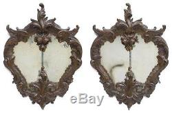 (2) LARGE FRENCH BAROQUE STYLE CARVED WOOD WALL MIRRORS, 19th Century (1800s)