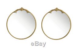 2 large 26 ROUND baroque gold GILDED vintage bathroom vanity entry Wall Mirror