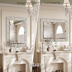 30X40 Jeweled Bathroom Wall Mirror, Large Rectangle Mirror Decorative Mirror L