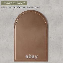 30X47 Cathedral Wood Farmhouse Wall Mirror, Wooden Large Rustic Wall Mirror, Bed