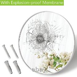 30 Inch Circle Mirror, Silver Large round Wall Mirror with Metal Brush Framed fo