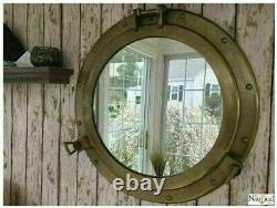30 Porthole Mirror -Antique Brass Finish Nautical Wall Décor Large Porthole