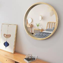 30 Wall Circle Mirror Large Round withWood Frame for Bath/Bedroom Entryway Living
