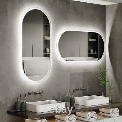 32-47 Long Oval LED Bathroom Mirrors Vanity Minimalist Lighted Bathroom Mirrors