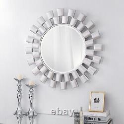 32'' Large Modern Decor Mirror Round Wall Mirror with Wood Frame for Living Room