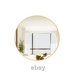 32 Large Round Wall Mirror, Gold Finish for Bathroom, Living Room Hanging
