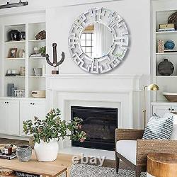 32'' Wall Mirrors Decorative, Large Round Accent Mirror for Foyer, Silver