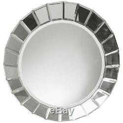 34 Round Wall Mirror Horchow Modern Glass Silver Panels Metal Beveled Large