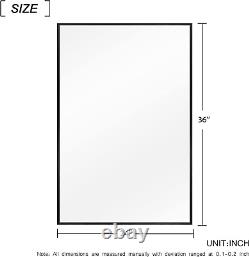 36X24 Wall Mounted Mirror, Large Rectangular Hanging or Leaning against Wall M