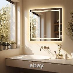 36X36 LED Bathroom Mirror with Dual Lights Backlit Mirror Square Anti-Fog