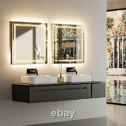 36X36 LED Bathroom Mirror with Dual Lights Backlit Mirror Square Anti-Fog