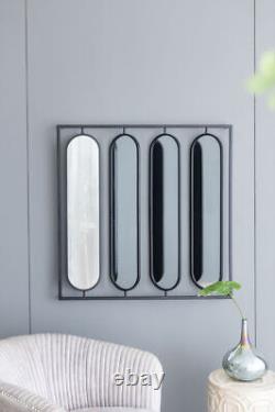 36 x 36 Large Four Oval Wall Mirror with Black Square Frame, Home Decor for