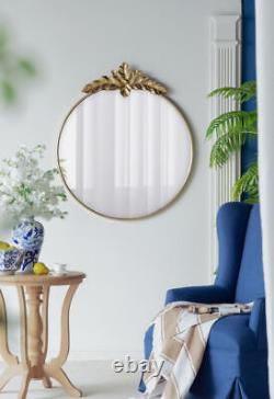 36 x 41 Large Round Wall Mirror with Gold Metal Frame, Circle Accent Mirror