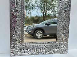 38 PUNCHED TIN mirror handmade mexican folk art wall decoration large XL