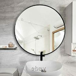 39 Inch Circle Wall Mirror Black Round Mirror Large Bathroom Mirror Brushed M