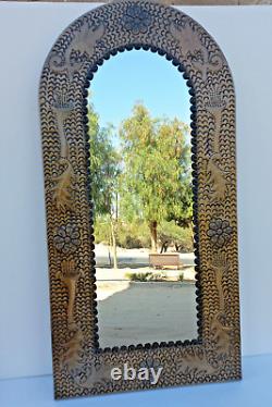 39 PUNCHED TIN mirror handmade mexican folk art wall decoration large XL