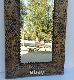 39 PUNCHED TIN mirror handmade mexican folk art wall decoration large XL