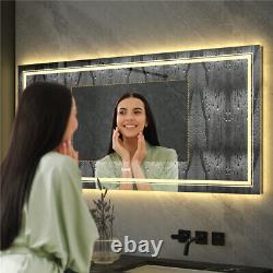 40-60 Extra Large LED Lighted Bathroom Mirror Wall Antifog Vanity Makeup Mirror
