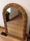 41 Large MCM Arch Handwoven Pencil Reed Wicker Wall Mirror Wrapped CRESPI Style