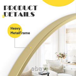 42 Inch round Wall Circle Mirror, Large Gold Metal Framed Wall-Mounted Hanging Mi
