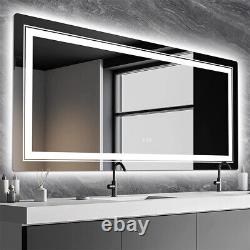 47.2x23.6in Large LED Bathroom Vanity Mirror Front Back Light Anti-Fog Dimmable