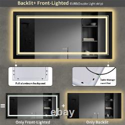47.2x23.6in Large LED Bathroom Vanity Mirror Front Back Light Anti-Fog Dimmable