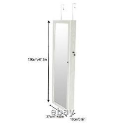 47 Large Wall Mounted Jewelry Mirror Cabinet Organizer Dressing Mirror WithLED US