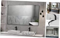 47x30inch Wall Mirror for Bathroom, Large Rectangle Brushed Metal 47x30 Black