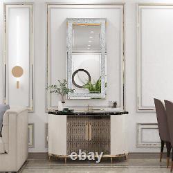 48 Crush Diamond Wall Mirror Large Decorative Silver Vanity with Beveled Glass