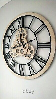 4 Wholesale Large Metal Wooden Gear Wall Clock glamour vintage home lounge decor