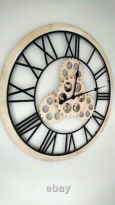4 Wholesale Large Metal Wooden Gear Wall Clock glamour vintage home lounge decor