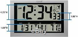 513-1211 La Crosse Technology Large 4 Time Display Atomic Digital Wall Clock